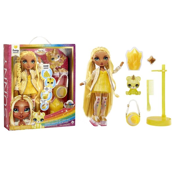 Rainbow High Fashion Doll with Slime Set & Pet - Sunny (Yellow) - 28 cm Shimmering Doll with DIY Glitter Slime, Magic Pet and Fashion Accessories - Children's Toy - Ideal for 4-12 Years