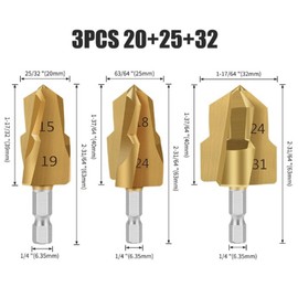 3 Pcs Set PPR Lifting Drill Bit, 1/4 Inch Hex Shank Water Pipe Expansion Drill Puncher Hole Opener Expander for PPR Plastic Products Hole Opening, 15-19mm, 18x24mm, 24-31mm