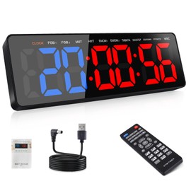 AnExer Gym Timers, 16.5" Large LED Display Wall Clock, Interval Timer for Workout, Stopwatch/Countdown Timer with Remote, 12/24H Digital Wall Clock, Portable Home Gym Accessories