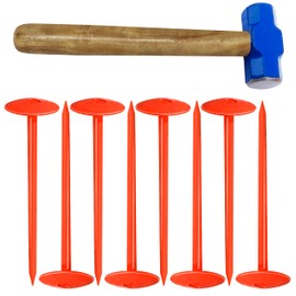 FEBTECH - Septic Tank Marker - 2.7" x 10" - Suitable Property line Markers for Protecting Your Septic Tank and Property Boundary with Solid and Sturdy Survey Stakes - Pack of 8 Pcs + 1 Hammer