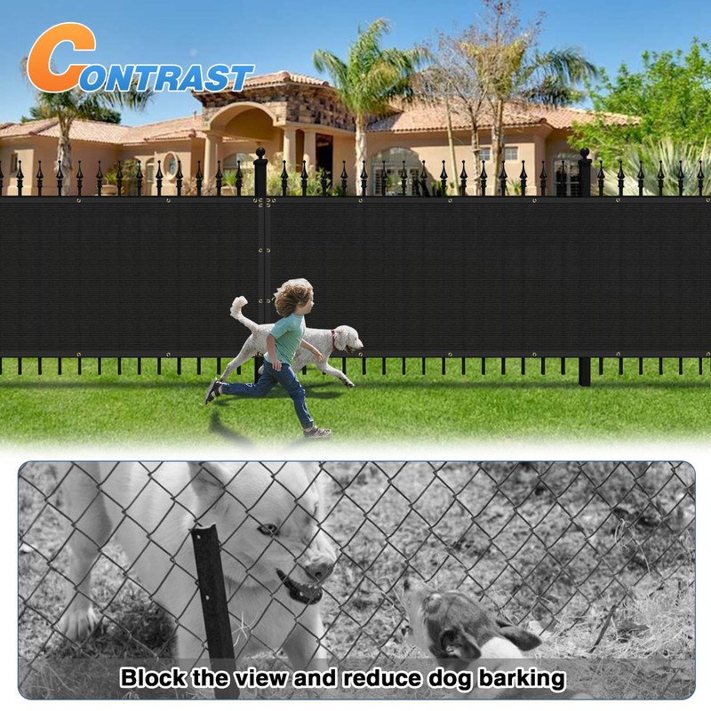 TANG 8' x 25' Privacy Fence Screen Black Shade Cloth
