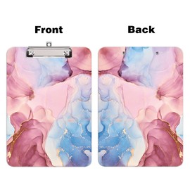 Hongri Plastic Cute Clipboard, Letter Size for Students, Teacher, Woman and Kids, Low Profile Clip, Decorative Pattern, Size 9 x 12.5 in, Textured Marble