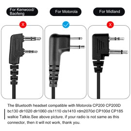 Auriculares Bluetooth con micrófono PTT para Motorola CP200 CP200D CP185 CLS1410 CLS1110 BRP40 DTR650 RDU2020 RDU4100 RDU4160D RDU2080D Yaesu FT-4XR FT-4VR FT-655 R FT-25 FT-R Handheld Walkie-Talkie