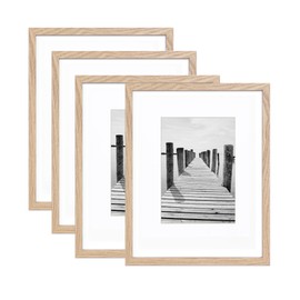 KTKDE Picture Frame 8x10 with Mat for 5x7 MDF Wood Photo Frames Natural HD Tempered Frames Tabletop and Wall Mounting Horizontal or Vertical Display Photo Frame for Home Decor Set of 4 best gift