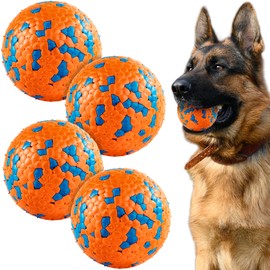 SUNNEKO Indestructible Dog Balls, Tennis Balls for Dog Aggressive Chewers, Safer for Mouths, for Large Medium Small Puppy, Training Catch&Fetch, Water Floats Toys, Orange
