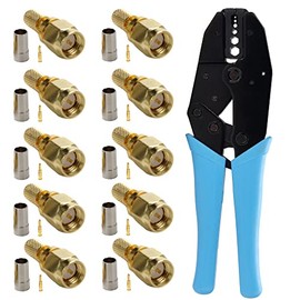 TLS.eagle 10pcs SMA Plug Crimp Connector and Striping Crimp Tool for RG58/RG59/RG6