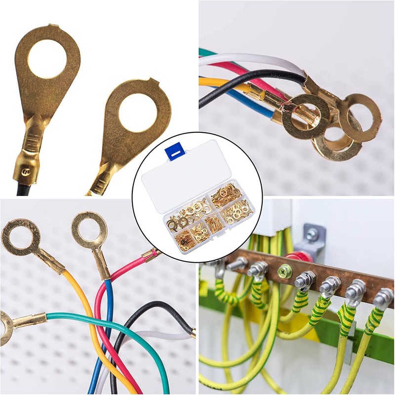 160 Pcs Copper Ring Terminals, M3/M4/M5/M6/M8/M10 Brass Wire Connectors, Open