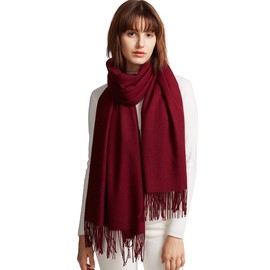 maamgic Womens Large Soft Cashmere Feel Pashmina Shawls Wraps Ladies Light Scarf Burgundy