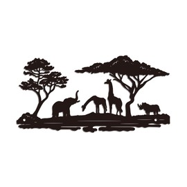 WADORN Black Elephants Metal Wall Art Decor, Metal Animal Wall Silhouette Sculpture Decor Nature Wildlife Metal Wall Hanging Decor for Living Room Bedroom Bathroom Indoor Outdoor Decor