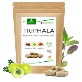 Triphala Pellets 1000 mg (120 or 360 Pieces) Ayurveda Royal Fruits Amla (Amalaki), Hiritaki, Bibhitaki - Quality Product from MoriVeda (120 Tabs)