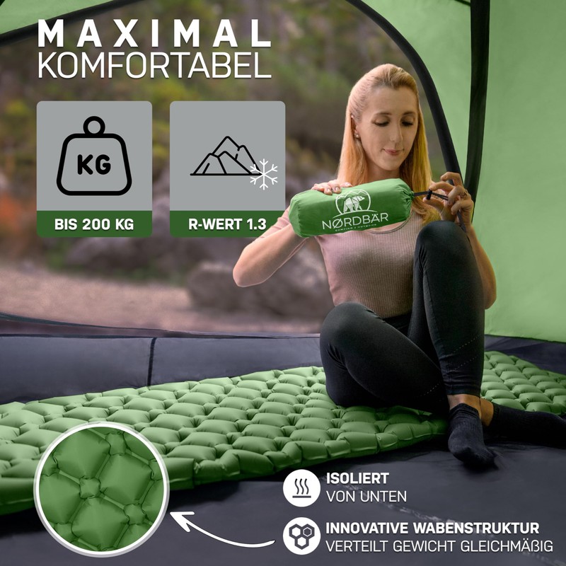 NORDBÄR® Camping Sleeping Mat Inflatable & Ultralight [With or without