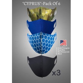 Natech Reusable 6-Pack Fashion Protective Water-Resistant, Wind-Proof Breathable, Machine Washable Fabric with Nano Technology Made in USA, Cyprus, 6 Count