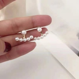 wdd Pearl stud earrings 3/4" Wide Pearl Earrings for Women Unique Design