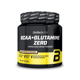BioTechUSA BCAA + Glutamine Zero, Flavoured Drink Powder with BCAA and L-glutamine Content with sweeteners, 480 g, Peach ice Tea