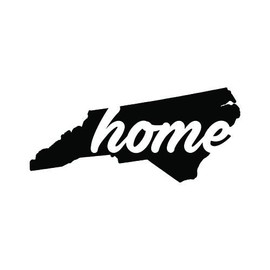 RDW North Carolina Home Sticker - Decal - Die Cut - State Shaped NC Love - Black 4.00" x 1.82"