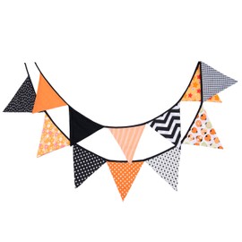 LOVENJOY Fall Fabric Banner Orange Black Wedding Autumn Bunting