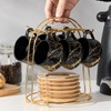 LUKA Ceramic Espresso Cups with Saucers and Metal Stand, Small