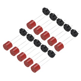 sourcing map 10Set Cylindrical DIP Mounted Miniature Round Slow Blow Micro Fuse with Fuse Holder for Electronic Parts PCB LCD Repair, T-1A 1A 250V, Red