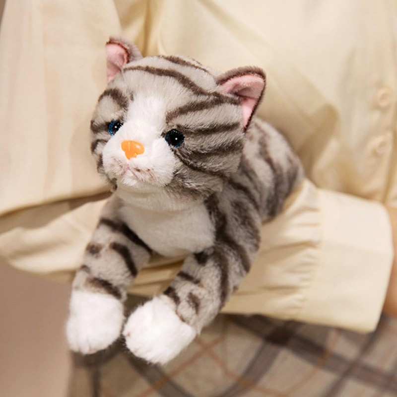 PEACH CAT Striped Cat Stuffed Animal 9.8" Realistic Kitten Plushies