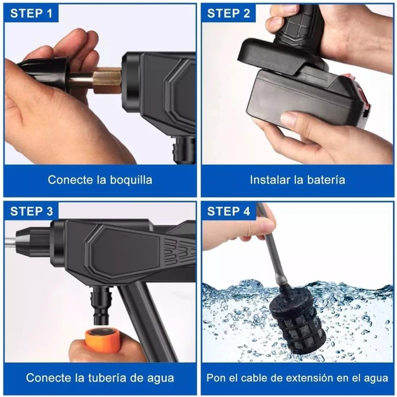 Rush Hidrolavadora Pistola De Alta Presion Inalambrica Accesorios