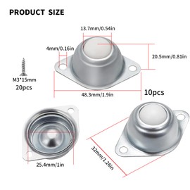 10 Pcs Transfer Bearing Casters, Ball Transfer Bearing Rollers, Transferring Ball Wheels, Universal Roller Ball Unit Conveyor Roller for Transmission Wheelchair Ball Roller Furniture Castors
