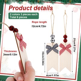 6pcs Christmas Stocking Name Tags, Poplar Stocking Name Tags Pre-Assembled Wood Assembled Gift Tags Wooden Hanging Ornament Christmas Labels for Gifts (Red and Black)