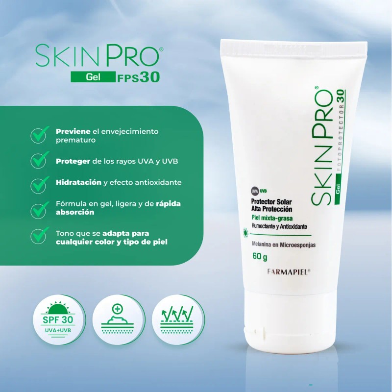 Gel Fotoprotector 30 Fps Rápida Absorción Skinpro Gel 60 G