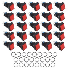 25 Pcs Push Button Switch Light Indicate Self Locking Long Life Industrial Control Push Switch Button for Contactor 24V