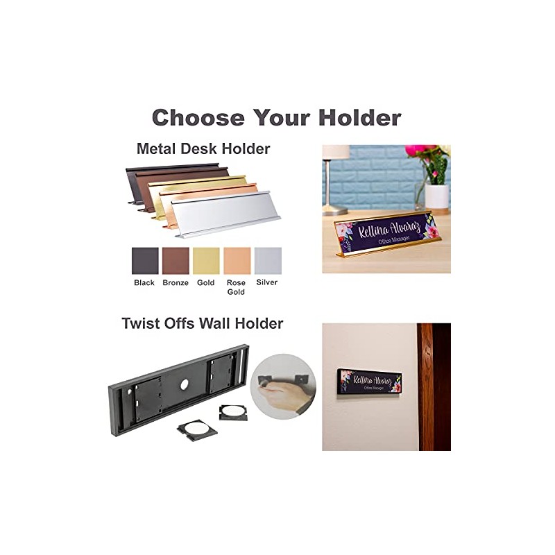 ExcelMark 2” X 8” Floral Designer Name Plate (Style 7)