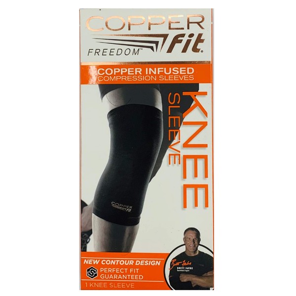 Copper Fit Freedom Knee Sleeve 2 Pack, Copper Infused Compression Sleeve with Contour Design, 2 Knee Sleeve, As Seen on TV (Medium)