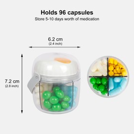4 Compartments Supplement Organizer Travel Pill Dispenser Weekly Pill Organizer for Vitamins,Fish oil,Tablets