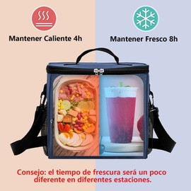 Bolsa del Almuerzo de Grande, Loncheras Térmica Reutilizable con correa ajustable, Bolsa Termica Hielera de A Prueba de Goteo, Bolsa Térmica de Comida Tela Oxford Impermeable Portátil para el Trabajo de Picnic Fiesta Oficina(azul)