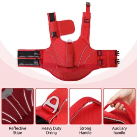 KONVINIT Dog Life Jacket - Life Jacket for Dogs Large with Removable Front Buoyancy & Reflectors, Life Jacket for Dogs for Boating, Canoeing, Swimming, Surfing