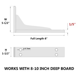 NEODROP 8 Inch Heavy Duty Shelf Brackets, Premium Metal Wall Bracket for Mantel, Countertop Support, Garage Storage Shelves | High Strength Corner Brace | 8-Pack Floating Shelf Hardware