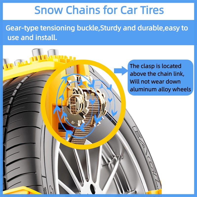 6 Pack Universal Tire Chains,Emergency Portable Snow Chains Suitable for