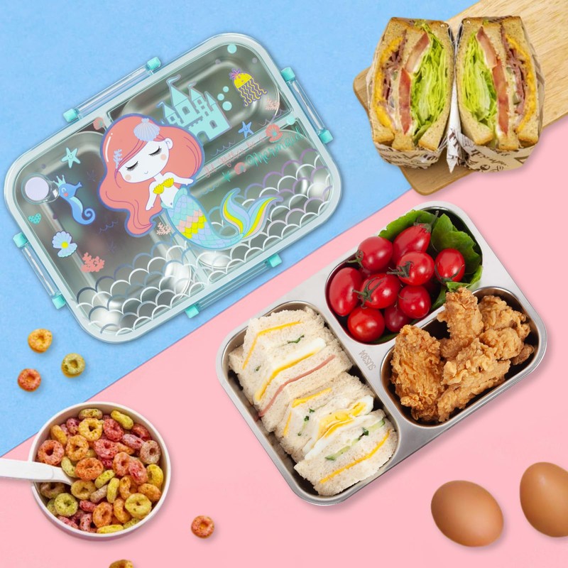 PinkSheep Bento-Lunchbox aus Edelstahl für Kinder (Mermaid)