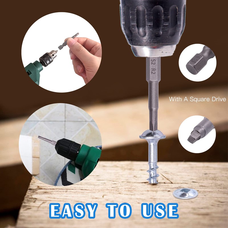 Glarks 160Pcs Pocket Hole Screw Set 8 Size Square Drive