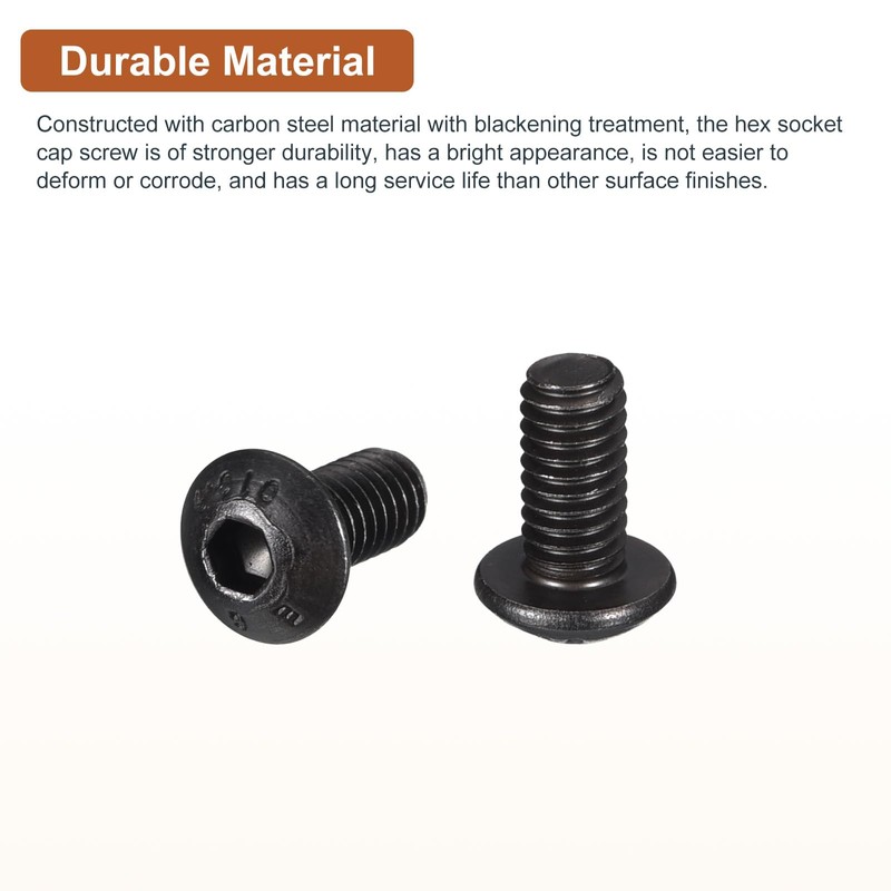 DTGN 50pcs M4-0.7x8mm Button Head Socket Cap Screw Machine Carbon