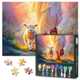 1000 Piece Puzzle Adult Lamb Jesus Holy Journey Divine Accompaniment Spiritual Contemplation for Peace of Mind Premium Bible Motif with Meditative Art as Inspirational Faith Decoration