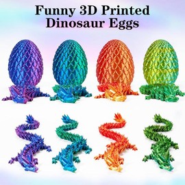 3D Printed Dragon Egg Toy, Easter Egg Crystal Dinosaur Egg Toy with Movable Joints for Kids Boys Girls Adult Gifts - Color: purple