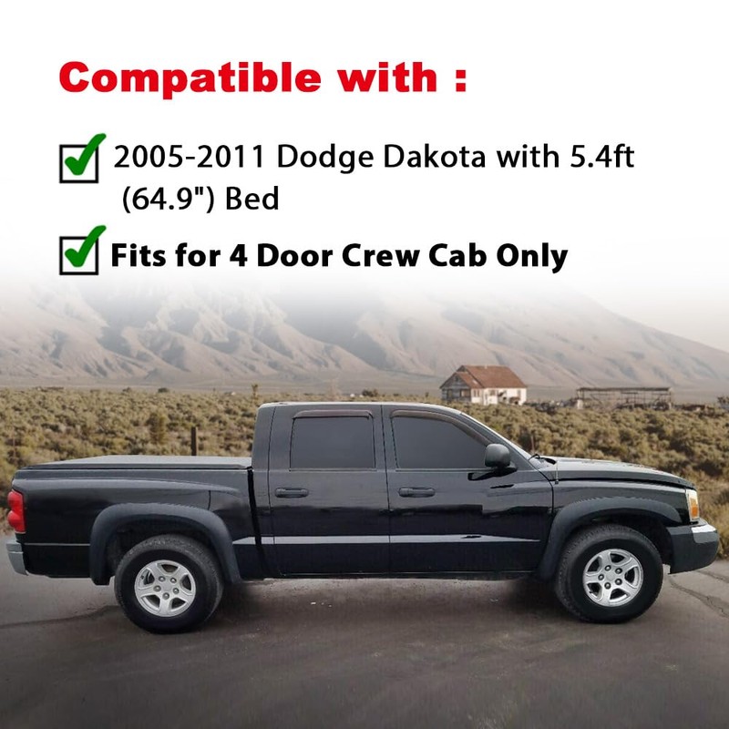 PIT66 Fender Flares, Compatible With 2005-2011 Dodge Dakota Crew Cab