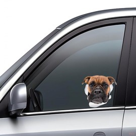 TIZIKJ Boxer Dog Car Sticker, 3D Crack Effect, Waterproof, Reflective, Funny Sticker for Car, Bumper and Window (15 cm/5.9 Inches)