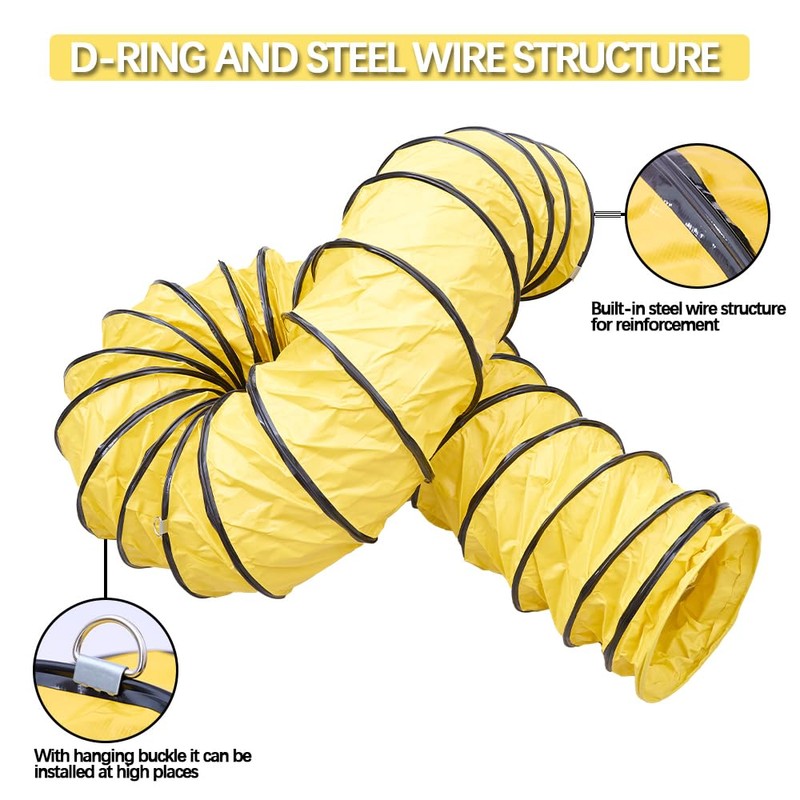 10 Inch Flexible Duct with Adjustable Rope 16FT PVC Flexible