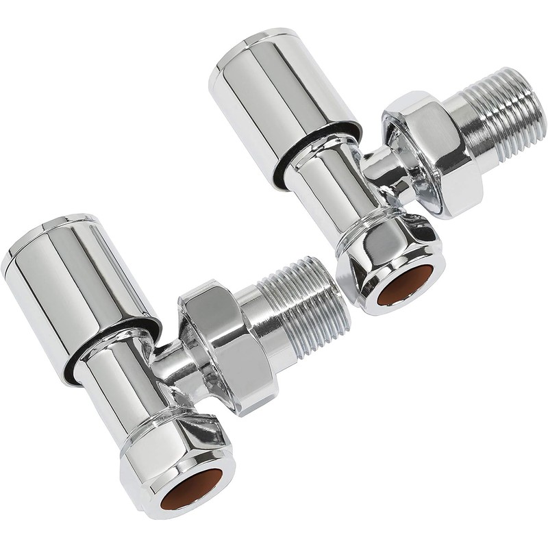 hep® Round Angled Manual Radiator Valve + Lockshield Set 15mm