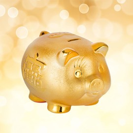 Creative Coin Bank Coins Kid Piggy Bank Piggy Banks for Adults Money Holder Money Savings Bank Bookcase Decor Money Saving Bank Saving Pot Money Pot Ornaments Golden Pig