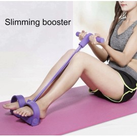 Daxin 4 Tube Foot Pedal Resistance Band Body Stretch Pull Rope Yoga Exercise - Green