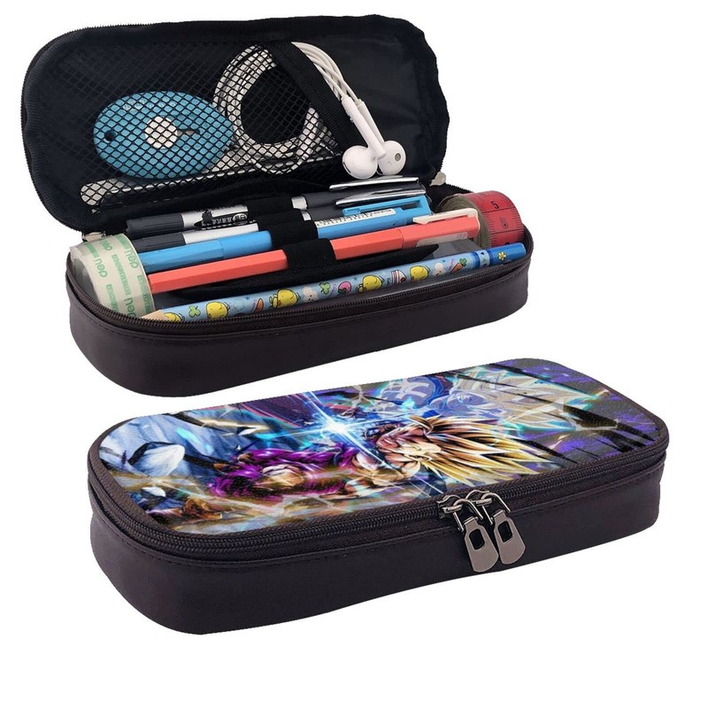 Doragonboru Pen Case, Large Capacity, Pencil Case, Multi-functional, Stylish, Leather,