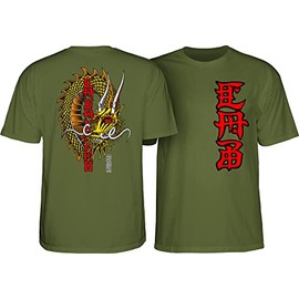 Powell Peralta Steve Caballero Ban This Dragon T-Shirt, Military Green '2', Large