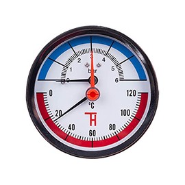 THERMIS Thermomanometer connection from the rear G1/2 (80 mm) 0-120°C (0-6 bar) temperature pressure gauge 3082