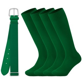 Ultrafun Kids Youth Baseball/Softball Socks and Belt Combo Set for Boys Girls (US, Alpha, Large, Regular, Green)
